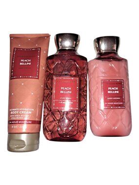 Bath And Body Works Peach Bellini 3 Piece Bodycare Set New